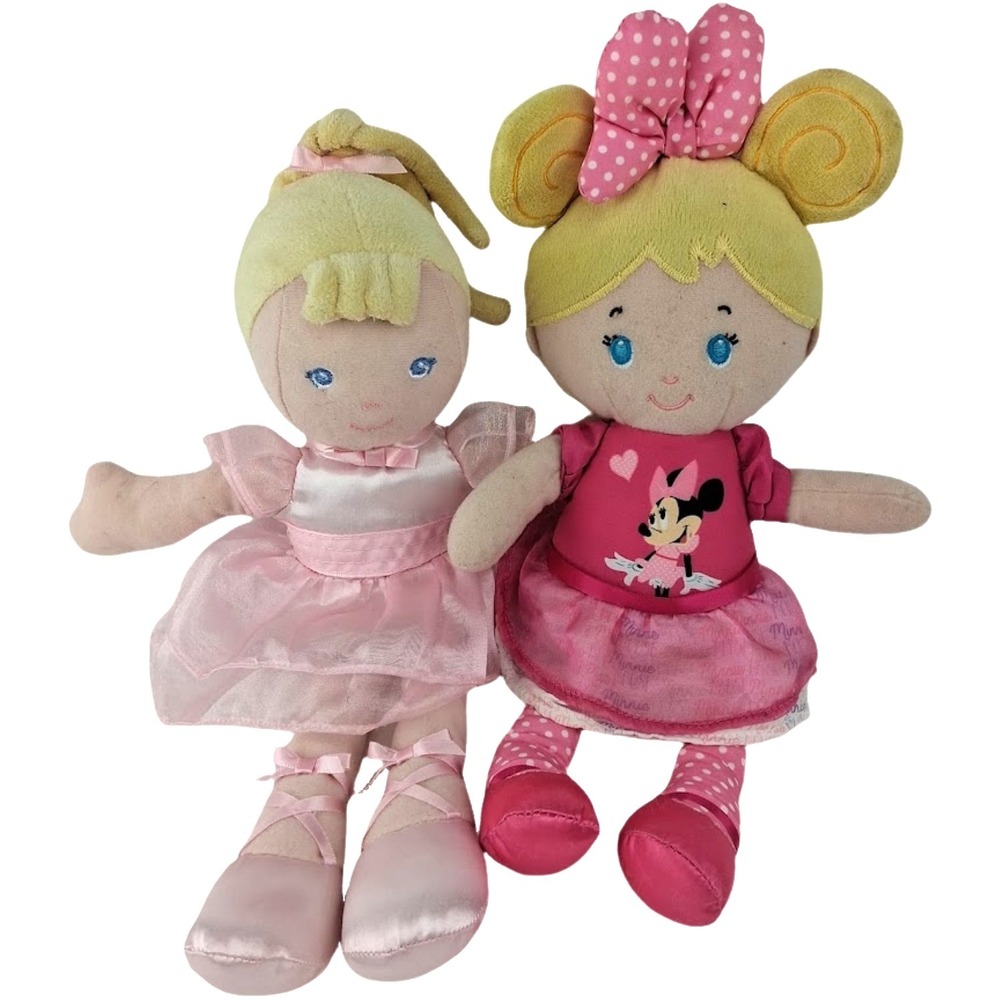 2 Plush Baby Girl Doll Lot Disney Garanimals Pink Ballerina Minnie Mouse Lovey